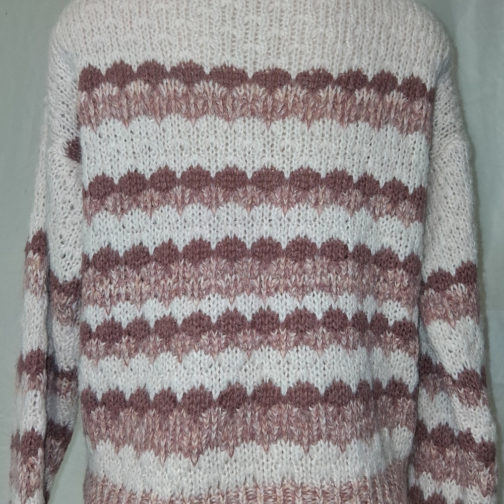 Elsamanda Chic Striped Women's Sweater in Pink and Cream Size M Made In Italy - Picture 15 of 16
